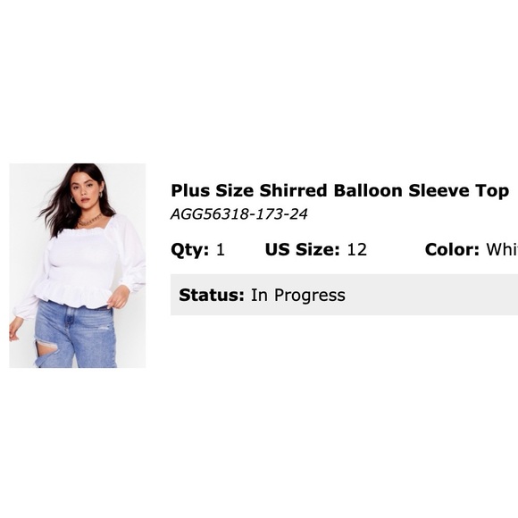 NWT Nasty Gal Shirred Balloon Sleeve Top (Plus) - Picture 11 of 11